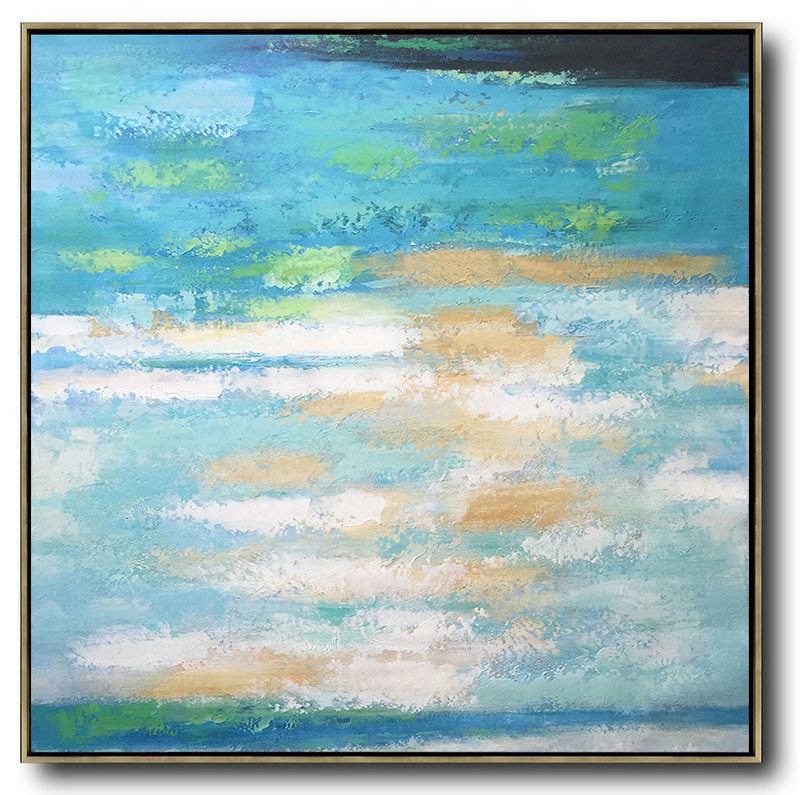Extra Large Acrylic Painting On Canvas,Oversized Contemporary Art,Extra Large Canvas Art,Handmade Acrylic Painting,White,Blue,Green,Yellow.etc